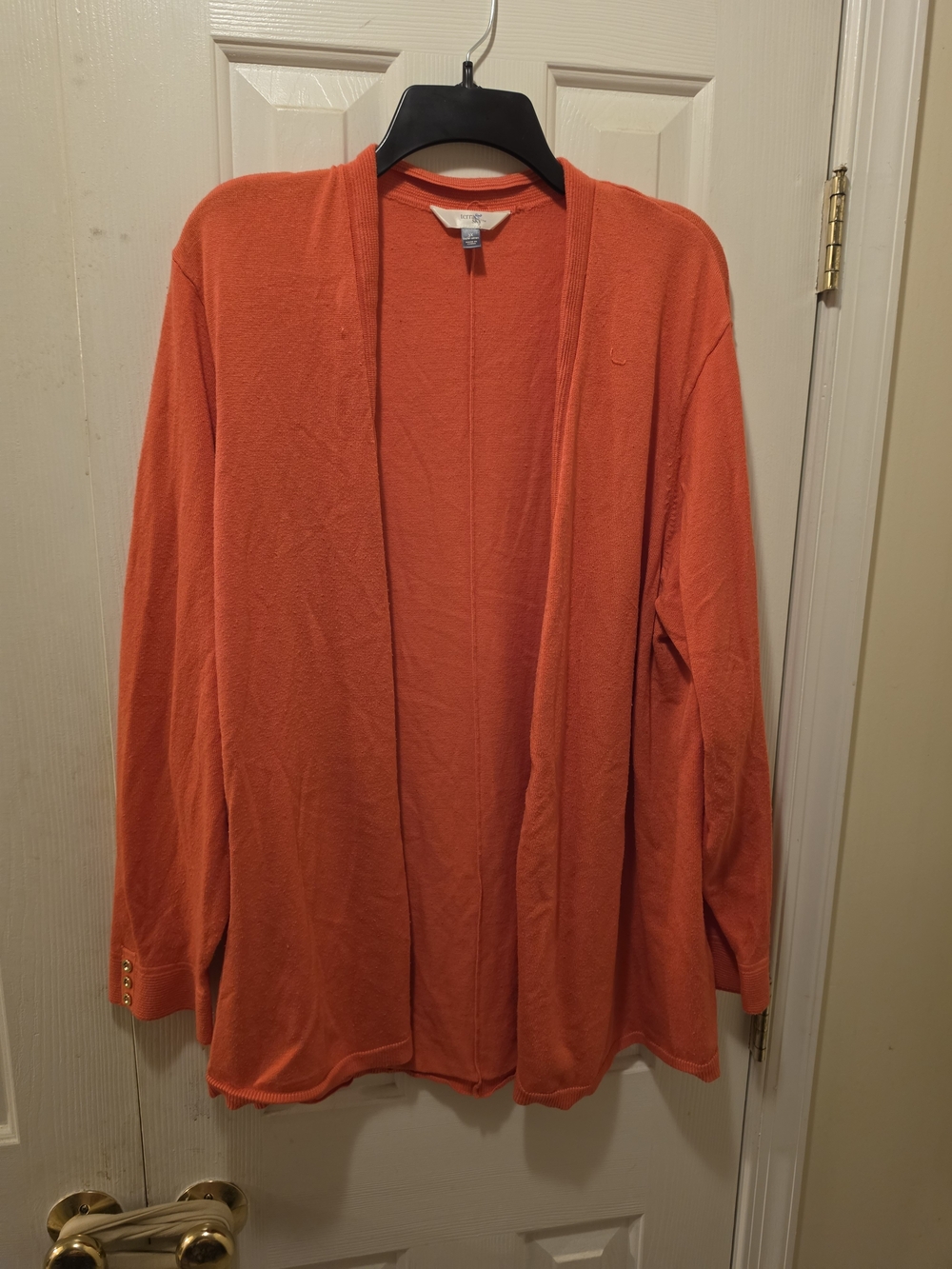 Terra & Sky Orange Open-Front Cardigan Sweater